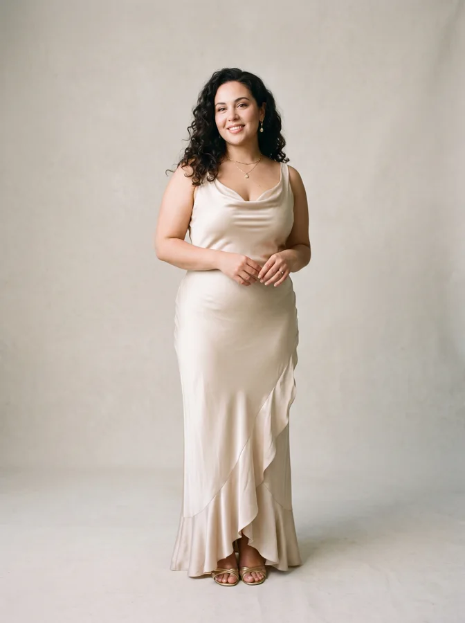 Editorial style portrait for the Romantic Body Type