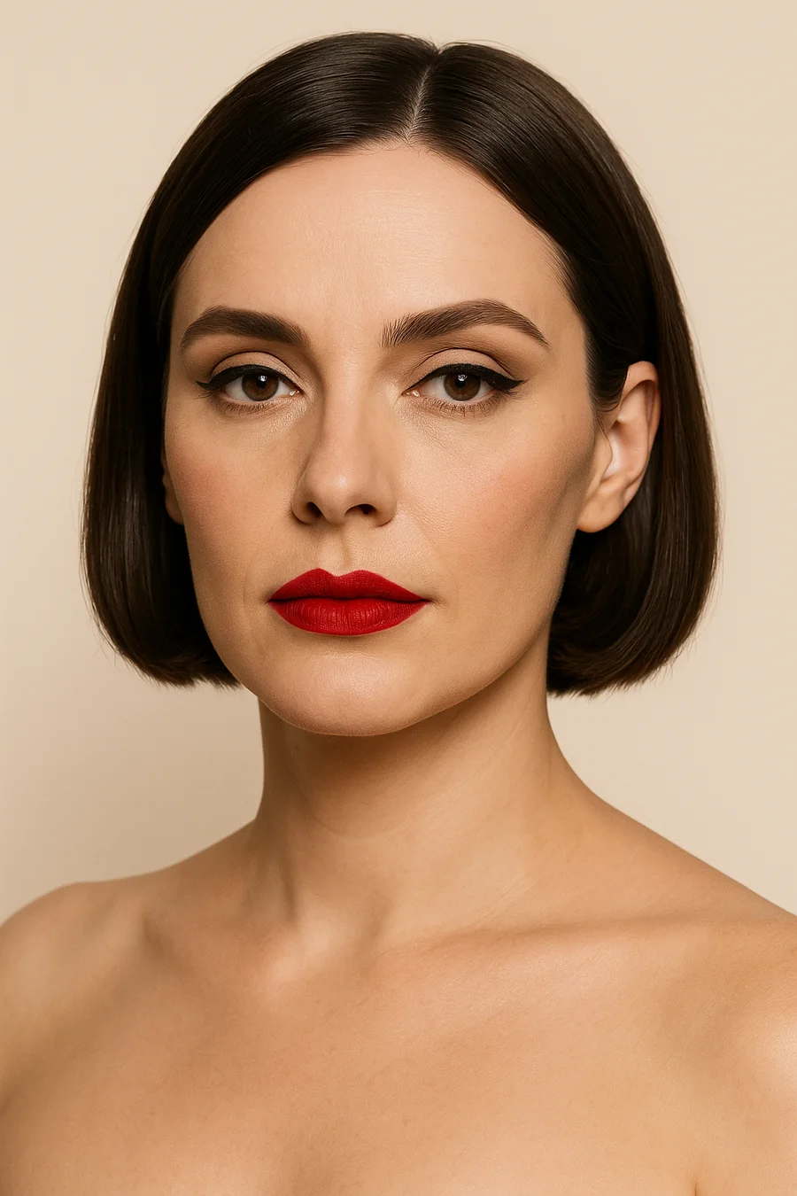 Dramatic Classic Body Type makeup concept — editorial beauty photograph