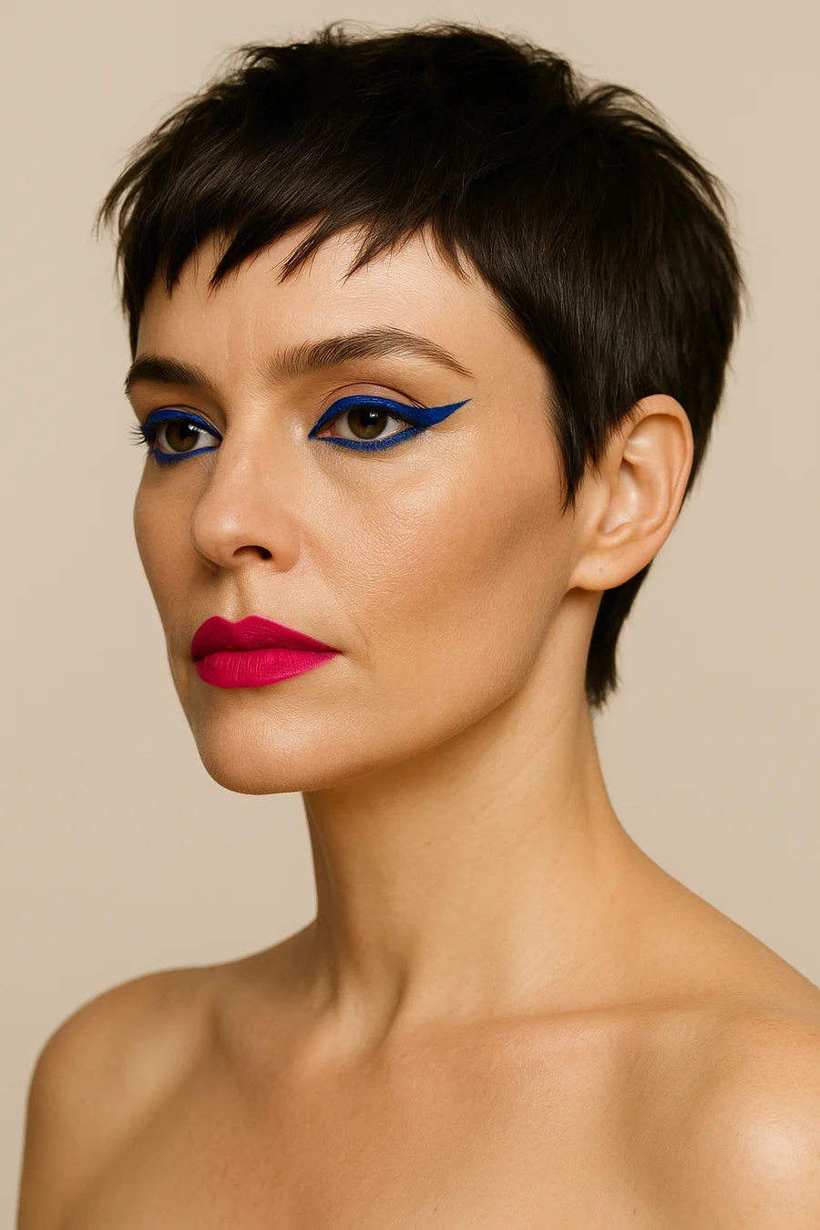 Flamboyant Gamine Body Type makeup concept — editorial beauty photograph