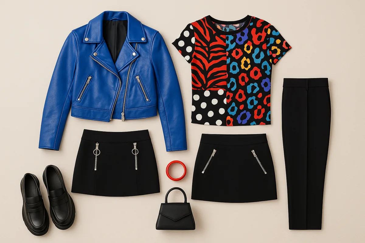 Flamboyant Gamine Body Type capsule pieces flat lay