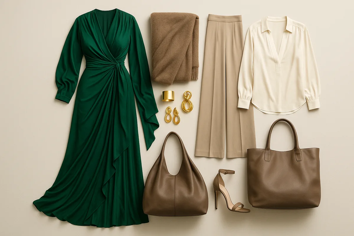 Soft Dramatic Body Type capsule pieces flat lay
